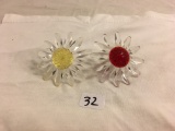 Lot of 2 Pieces Collector Loose Swarovski Crystal Yellow and Red Crystal Flower