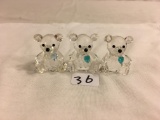 Lot Of 3 Pieces Collector Loose Swarovski Clear Crystal Bear Swarovski Crystal 1.1/2