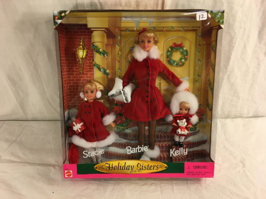 NIB Barbie Mattel Holiday Sisters Gift Set Stacie, Barbie and Kelly Doll 13.5"tall Box Size