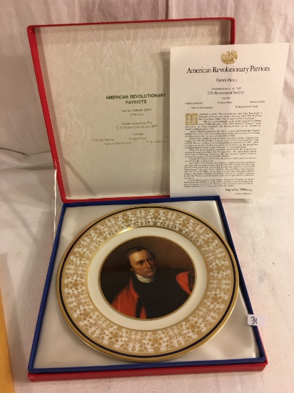 Collector American Revolutionary Patriots U.S Bicentennial Patrick Henry Plate 9.25"