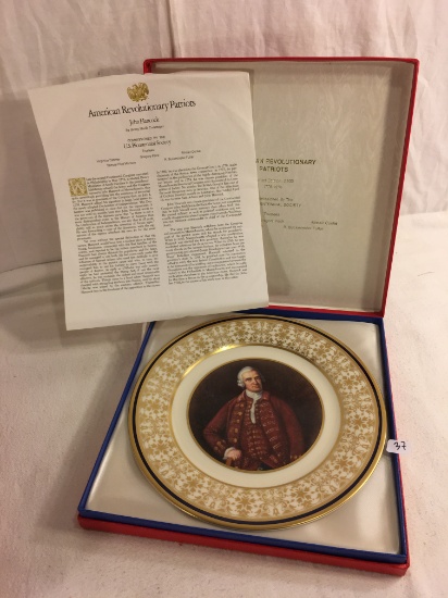 Collector American Revolutionary Patriots U.S Bicentennial John Hancock Plate 9.25"