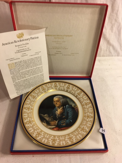 Collector American Revolutionary Patriots U.S Bicentennial Benjamin Franklin Plate 9.25"