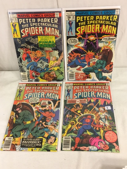 Lot of 4 Pcs Collector Vintage Marvel Peter Parker The Spectacular Spider-man No.12.13.14.15.