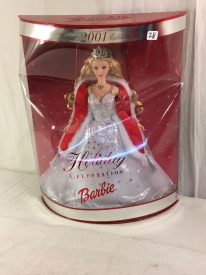 NIB Collector Special 2001 Edition Holiday Celebration Barbie Doll Box:13.5"x10.5"