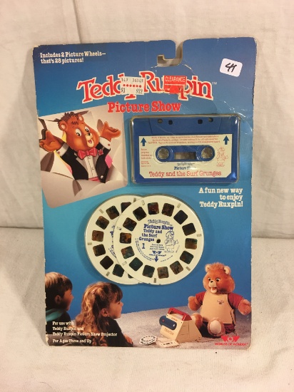 Collector Vintage 1989 WOW Teddy Ruxpin Picture Show "Teddy & the Surf Grunges" cassette & picture w