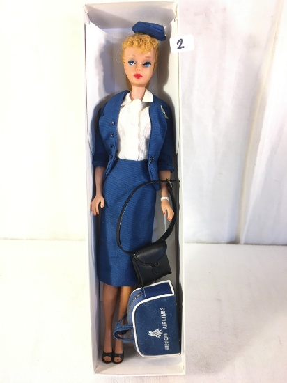 Collector Vintage 1961 Blonde Ponytail Barbie Doll in "American Airlines Stewardess" #984 Outfit