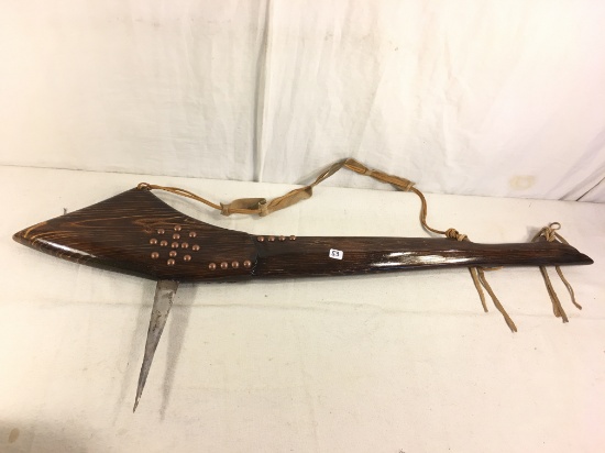 Traditional Hand Made Native American Indian Wood and Metal WarHammer Club 34" Long 13" Wide