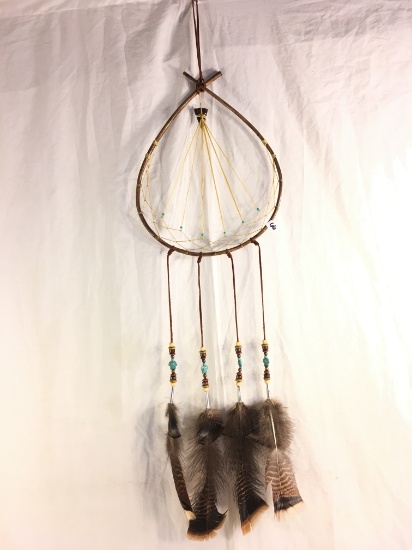Traditional Hand Made Native American Indian 11" Diameter Dream Catcher Wood and Feather