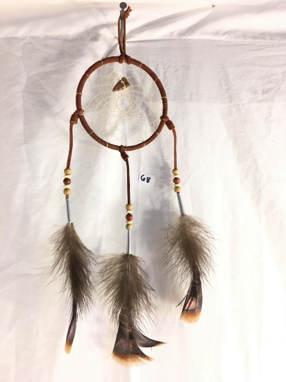 Traditional Hand Made Native American Indian 4" Diameter Dream Catcher Wood and Feather