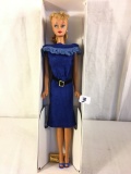 Collector Vintage 1961 Blonde Ponytail Barbie Doll in Blue Dress Outfit