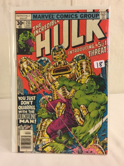 Collector Vintage Marvel Comics The Incredible Hulk Comic Book No.213