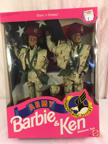 NIB Collector Barbie Mattel Doll Army Barbie & Ken Deluxe Set Stars 'n Stripe 5627 Size:13.5"Tall