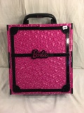 New Collector Barbie Mattel Pink and Black Stripe Shocase Carying Accesory Doll 12.5