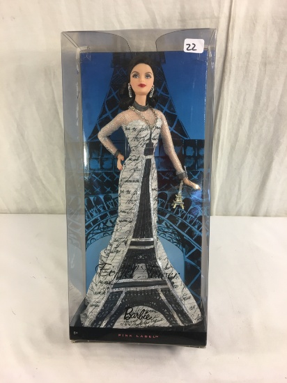 NIB Collector Barbie Pink Label Eiffel Tower Barbie Doll 12.5"Tall Box Size