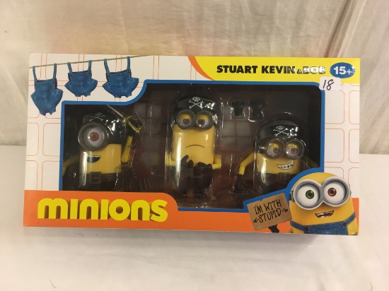 NIB Collector Minions Stuart Kevin & Bob Action Figures 12.5x6.5" Box Size