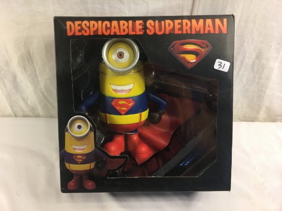 NIB Collector  Universal Studios Despicable Minion Superman Superhero Action Figure 9.5" Tall Box