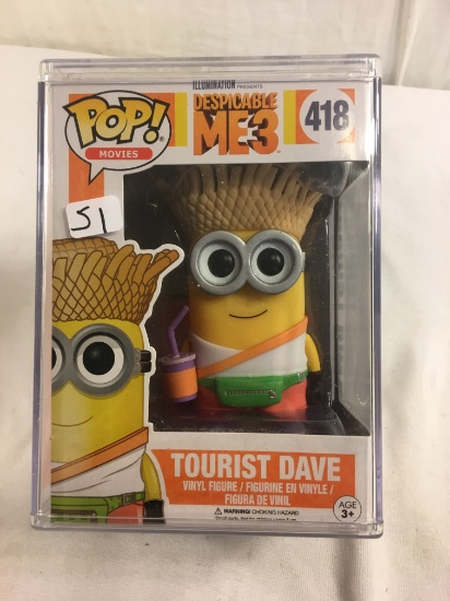 NIB Collector Funko POP Movies Despicable Me3 (in Hard Plastic Case) #418 Tourist Dave Vinyl Figure