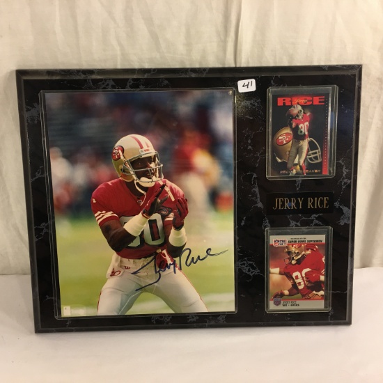 Collector Autographed San Francisco 49ers Jerry Rice Signed Photograph Plaque 12"x15"