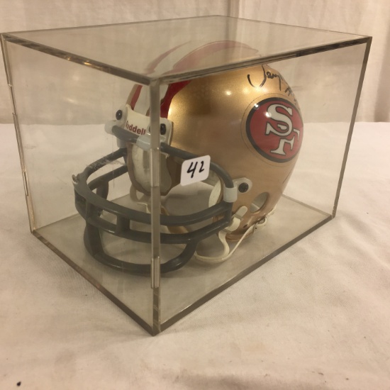 Collector Autographed San Francisco 49ers Jerry Rice Signed Mini Helmet Box: 5.5"x7"