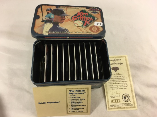 Collector Sealed Metallic Impressions Ken Griffey Jr. Trading Cards in Tin Box