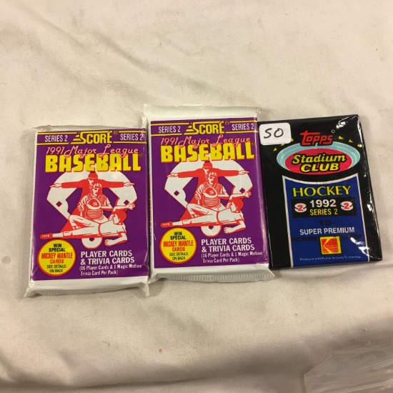 Lot of 3 pcs Collector Assorted Topps & Score Hockey & Baseball Trading Cards Set