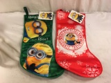 Lot of 2 Pieces Collector New Minions Christmas Stocking - See Pictures