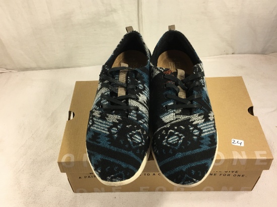 Used Men's Shoe TOMS Del Rey Black/Teal Tribal Wool Men Size:11 - See Photos