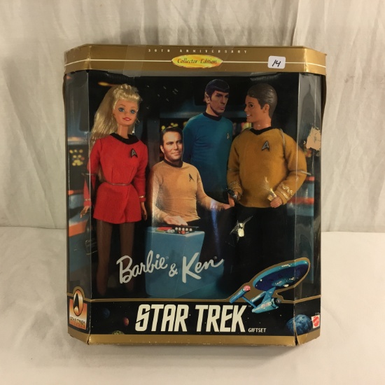 Collector Barbie Mattel Star Trek Barbie and Ken Gift Set Doll 14"Tall Box Has Damage