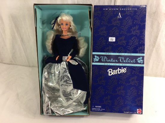 Collector Barbie Mattel Special Edition Winter Velvet Avon First in a Series Doll 12.5"T Box