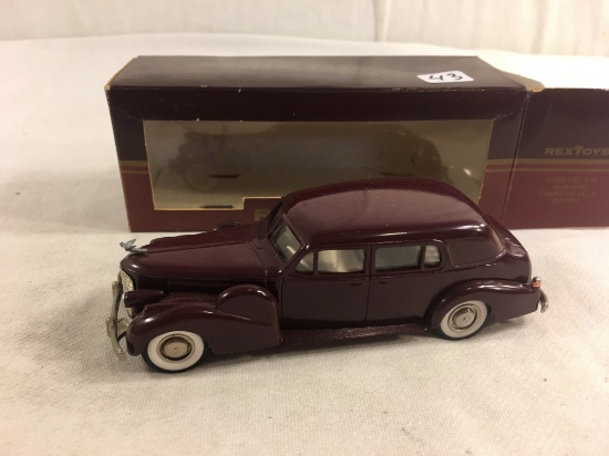 Collector RExToys Cadillac V16 1938-1940 Coupe De Ville Quvert 1/43 Scale DieCast dark Red Car