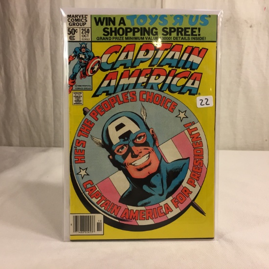 Collector Vintage Marvel Comics Captain America Comic Book No.250
