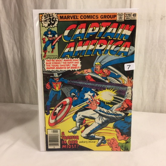 Collector Vintage Marvel Comics Captain America Comic Book No.229