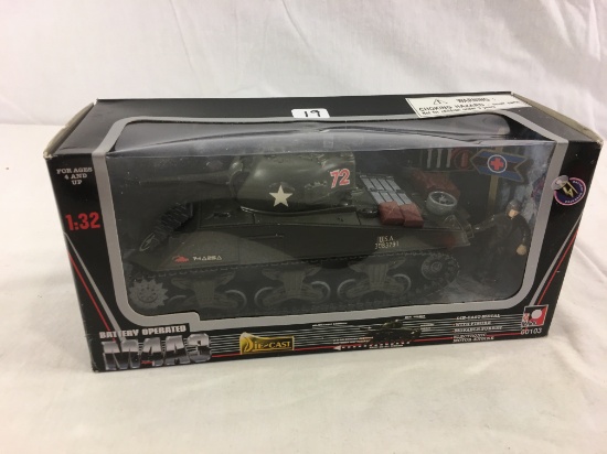 Collector Toy Mark Battery Operated M4A3 Die-Cast 1:32 Scale Metal Military Tank