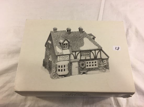 HVC Dicken's Village Series Nicholas Dickleby Cottage Handpainted Porcelain Dept. 56 Box:10.5x6"