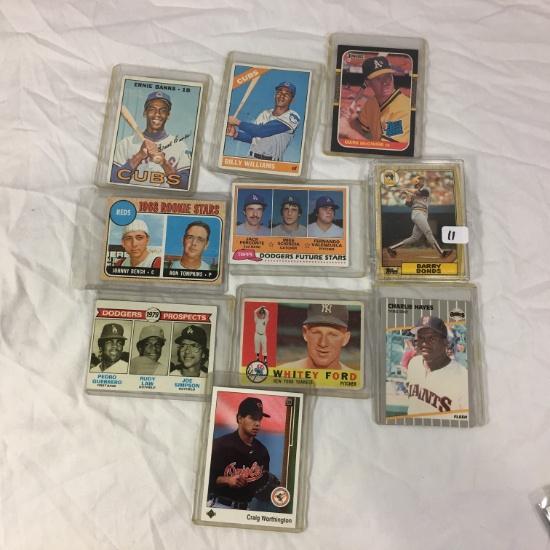 Lot of 10 Pieces Collector Vintage Baseball Sport Cards Assorted Players - See Photos