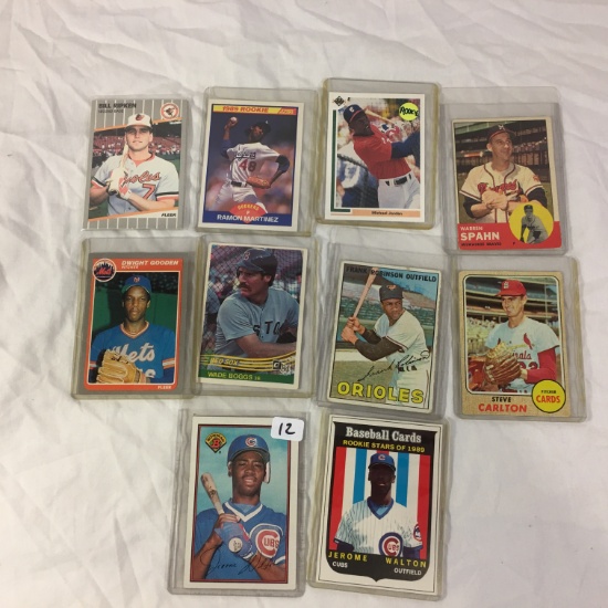 Lot of 10 Pieces Collector Vintage Baseball Sport Cards Assorted Players - See Photos