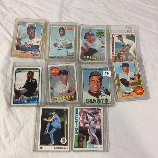 Lot of 10 Pieces Collector Vintage Baseball Sport Cards Assorted Players - See Photos