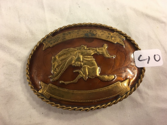 Collector Vintage Cowboy Designed Belt Buckle Oval Size: 3.1/2" Oval