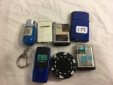Lot of 7 Pieces Collector Assorted Designed Pocket Lighters Some Vintage - See Photos