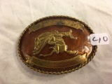 Collector Vintage Cowboy Designed Belt Buckle Oval Size: 3.1/2
