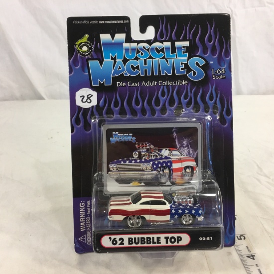 NIP Collector Funline Muscle Machines Diecast Metal '62 Bubble Top 1/64 Scale