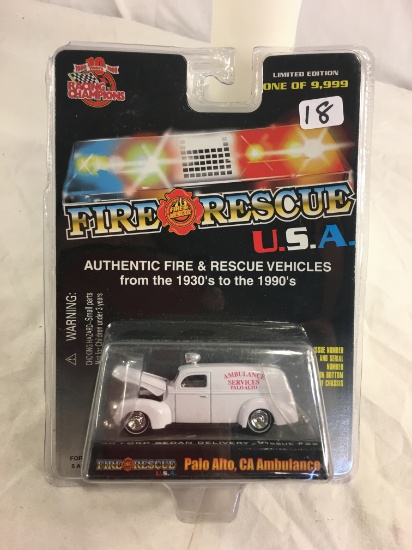 Collector NIP Racing Champions Fire Rescue USA '40 Ford Sedan Delivery Issue #22 Car