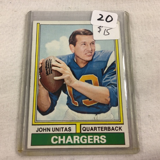 Collector Vintage 1967 T.C.G. Sport Football Card John Unitas Quarterback #150 San Diego Charger Car