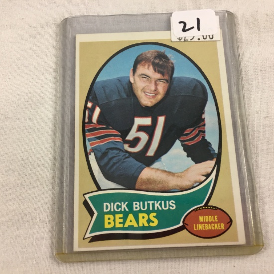 Collector Vintage 1967 T.C.G. Sport Football Card Dick Butkus Middle Lineback Bears #190 Sport Card