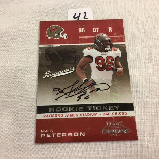 Collector 2007 Donruss Playoff NFL  Greg Peterson #156 Buccaneers Signature Sport Trading Card