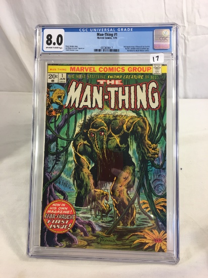 Collector Vintage Marvel Comics CGC Universal Grade 8.0 Man-Thing #1 Comic Book