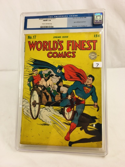 Collector Vintage CGC Universal Grade FN/VF 7.0 World's Finest Comics D.C. Spring 1945