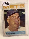 Collector Vintage 1964 Topps Baseball #155 Duke Snider New York Mets Baseball Sport Trading Card