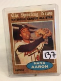 Collector Vintage 1962 Topps Baseball Card #394 Hank Aaron Milwaukee Braves Baseball Sport Card