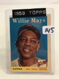 Collector Vintage 1958 Topps Baseball Willie Mays Card #5 Sport Baseball Trading Card SF Giants